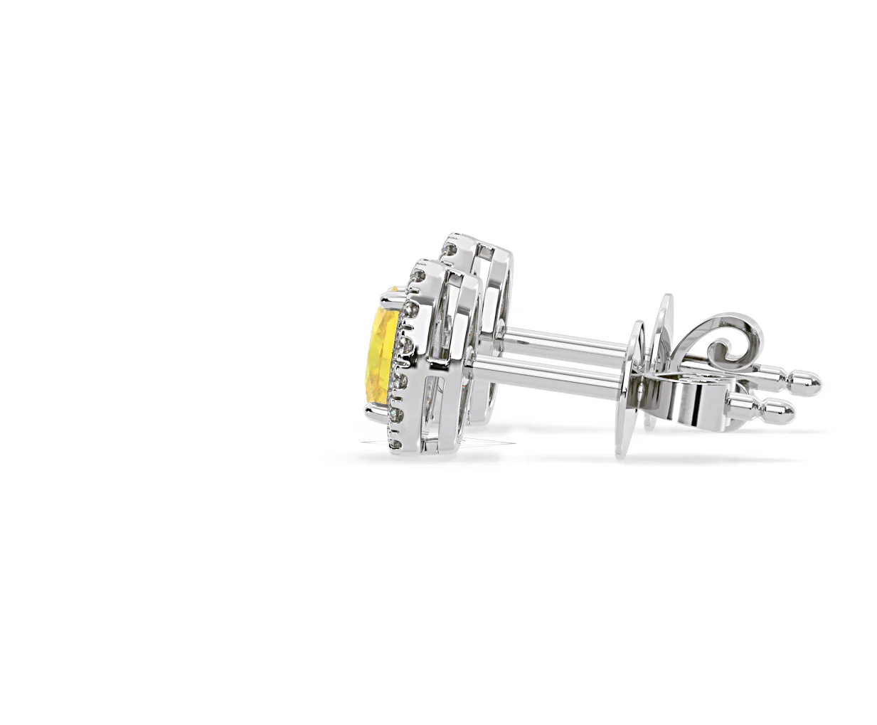 Georgina Yellow Lab Diamond 1.34ct Oval Halo Earrings in 18K White Gold - Elara Collection - Image 30