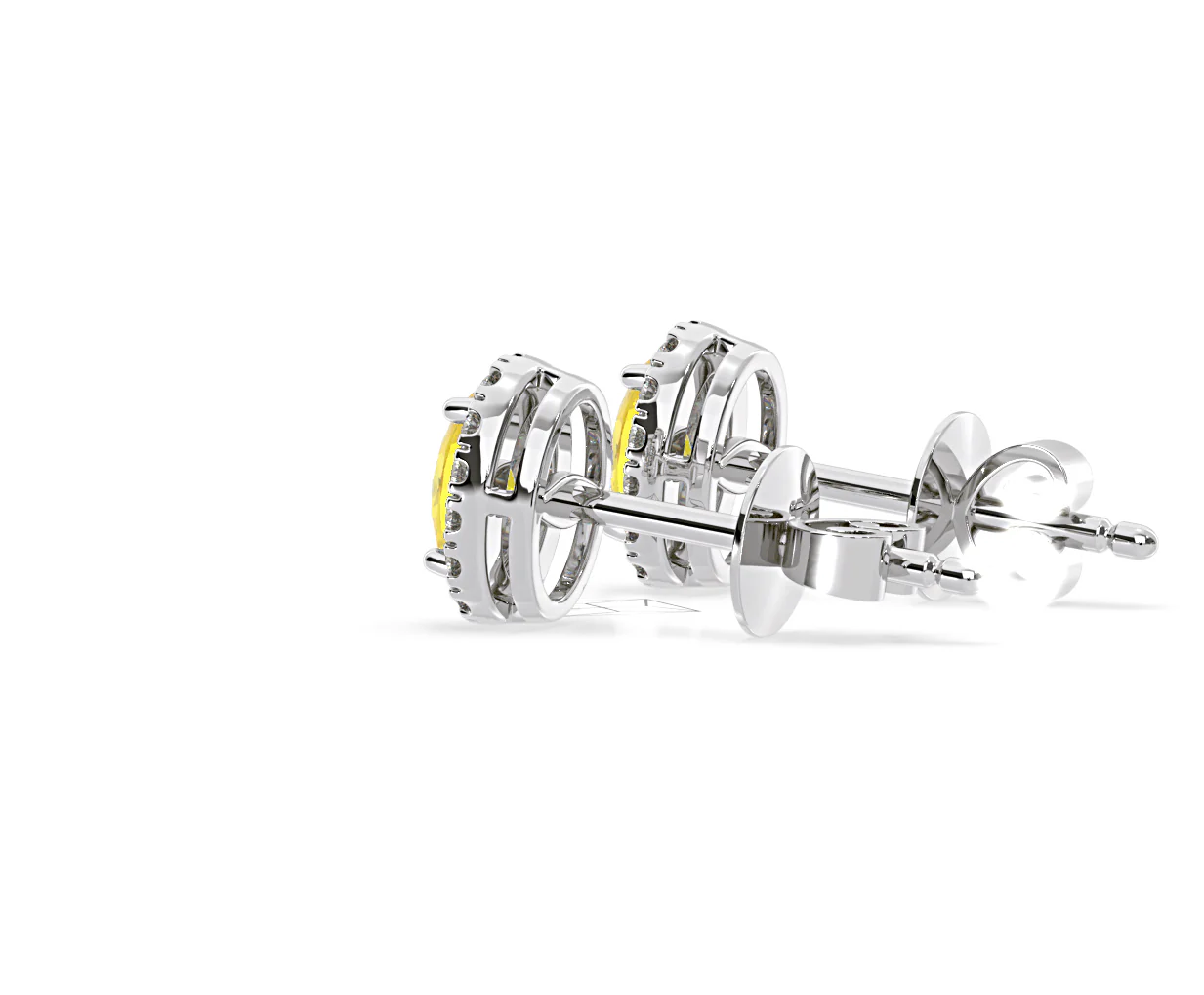 Georgina Yellow Lab Diamond 1.34ct Oval Halo Earrings in 18K White Gold - Elara Collection - Image 34