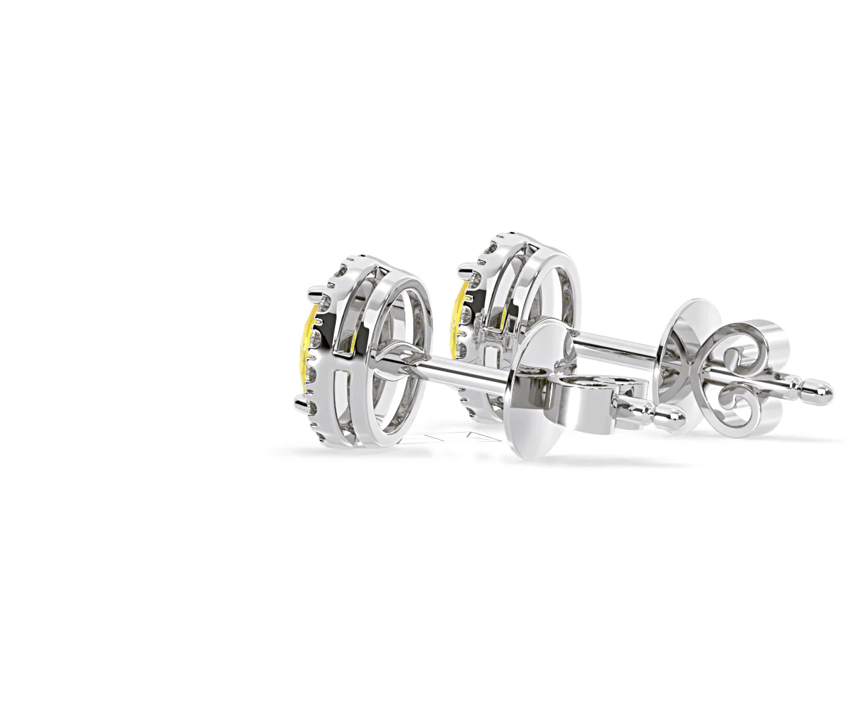 Georgina Yellow Lab Diamond 1.34ct Oval Halo Earrings in 18K White Gold - Elara Collection - Image 35