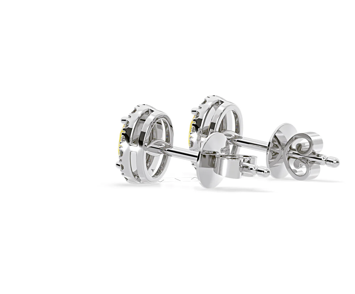 Georgina Yellow Lab Diamond 1.34ct Oval Halo Earrings in 18K White Gold - Elara Collection - Image 36