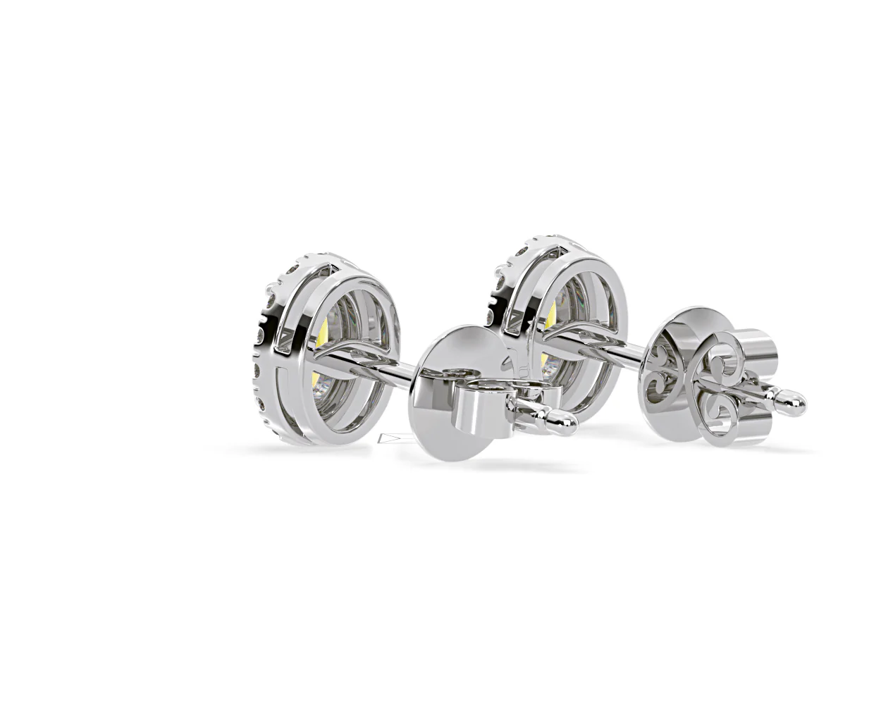 Georgina Yellow Lab Diamond 1.34ct Oval Halo Earrings in 18K White Gold - Elara Collection - Image 39