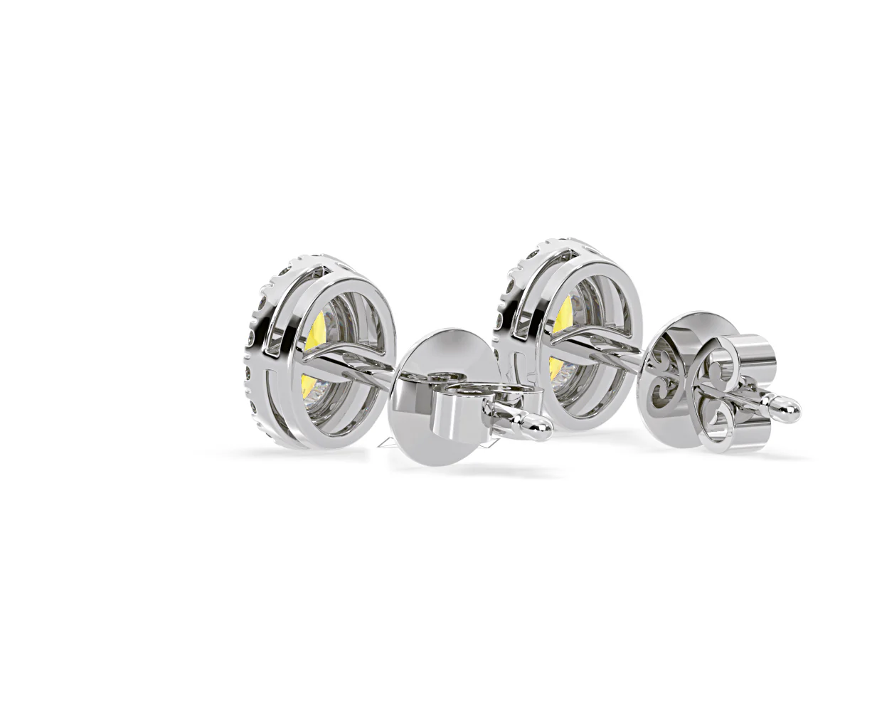 Georgina Yellow Lab Diamond 1.34ct Oval Halo Earrings in 18K White Gold - Elara Collection - Image 40