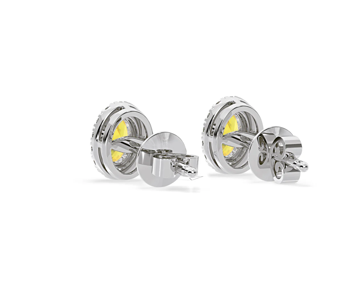 Georgina Yellow Lab Diamond 1.34ct Oval Halo Earrings in 18K White Gold - Elara Collection - Image 42