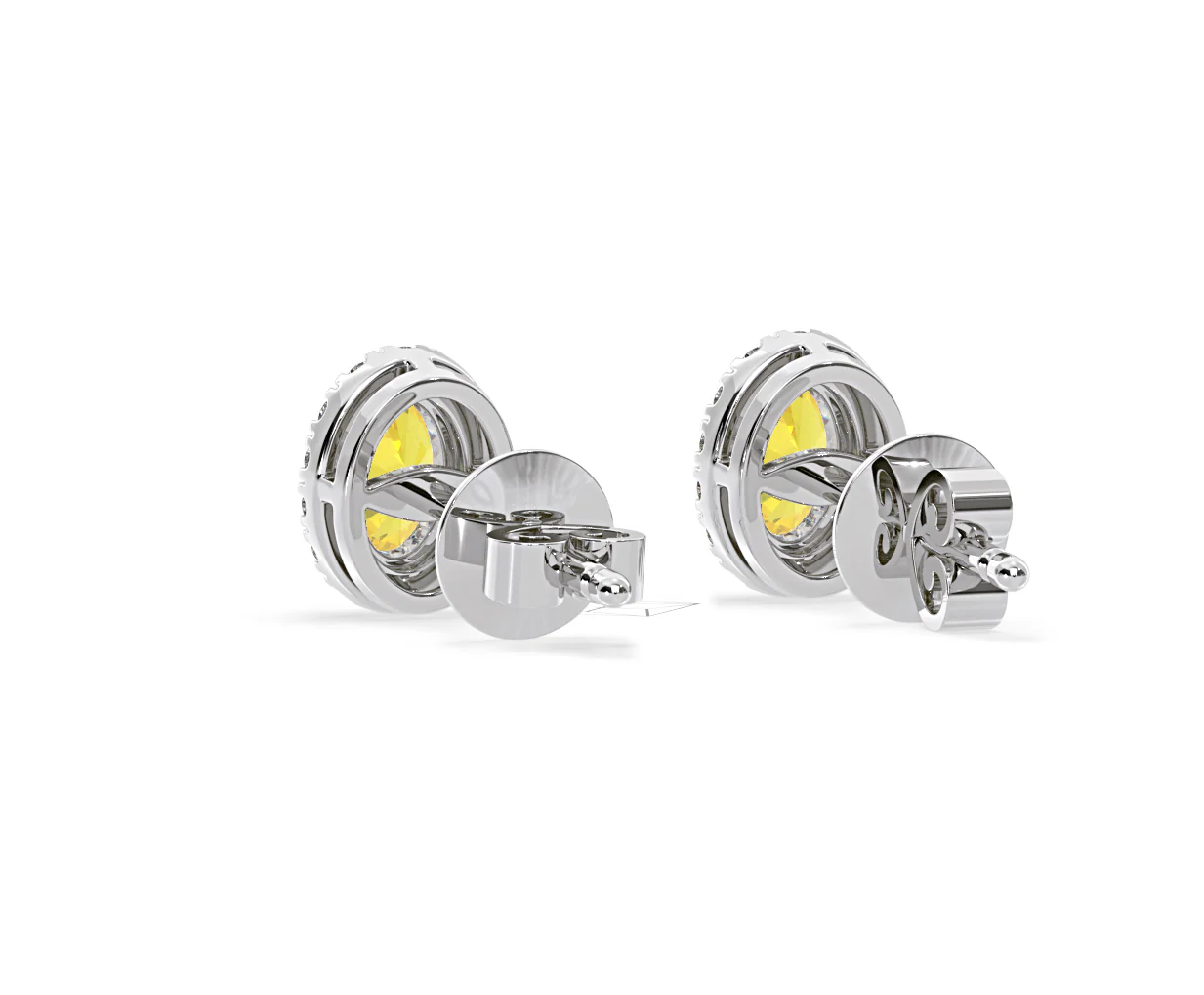 Georgina Yellow Lab Diamond 1.34ct Oval Halo Earrings in 18K White Gold - Elara Collection - Image 43