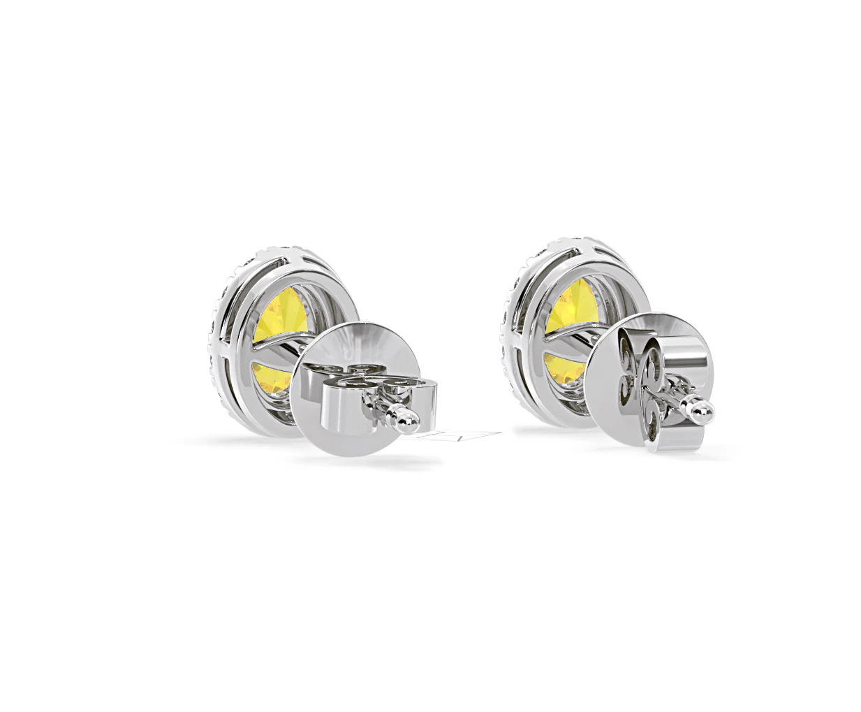 Georgina Yellow Lab Diamond 1.34ct Oval Halo Earrings in 18K White Gold - Elara Collection - Image 44