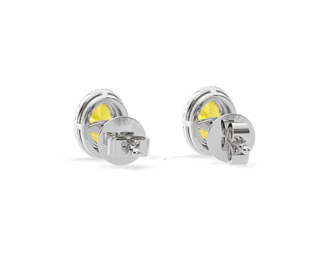 Georgina Yellow Lab Diamond 1.34ct Oval Halo Earrings in 18K White Gold - Elara Collection - Image 45