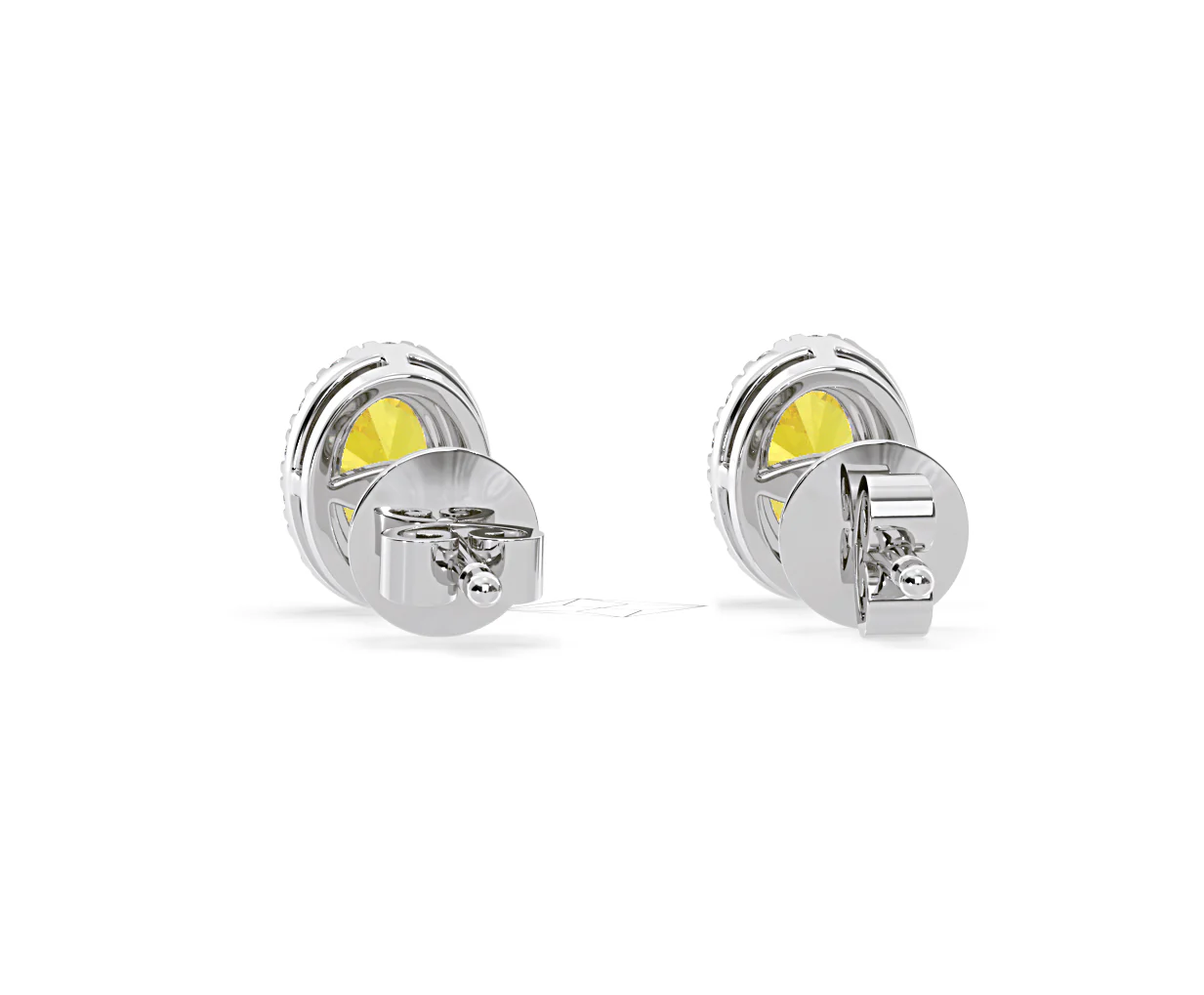 Georgina Yellow Lab Diamond 1.34ct Oval Halo Earrings in 18K White Gold - Elara Collection - Image 46