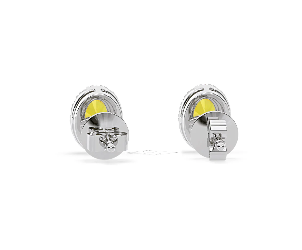 Georgina Yellow Lab Diamond 1.34ct Oval Halo Earrings in 18K White Gold - Elara Collection - Image 47