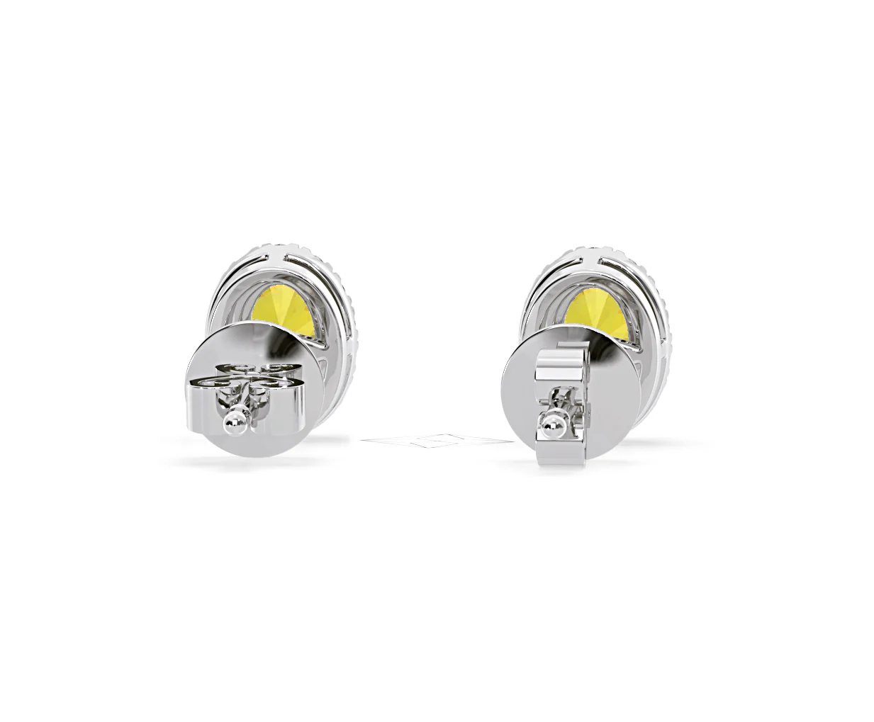 Georgina Yellow Lab Diamond 1.34ct Oval Halo Earrings in 18K White Gold - Elara Collection - Image 50