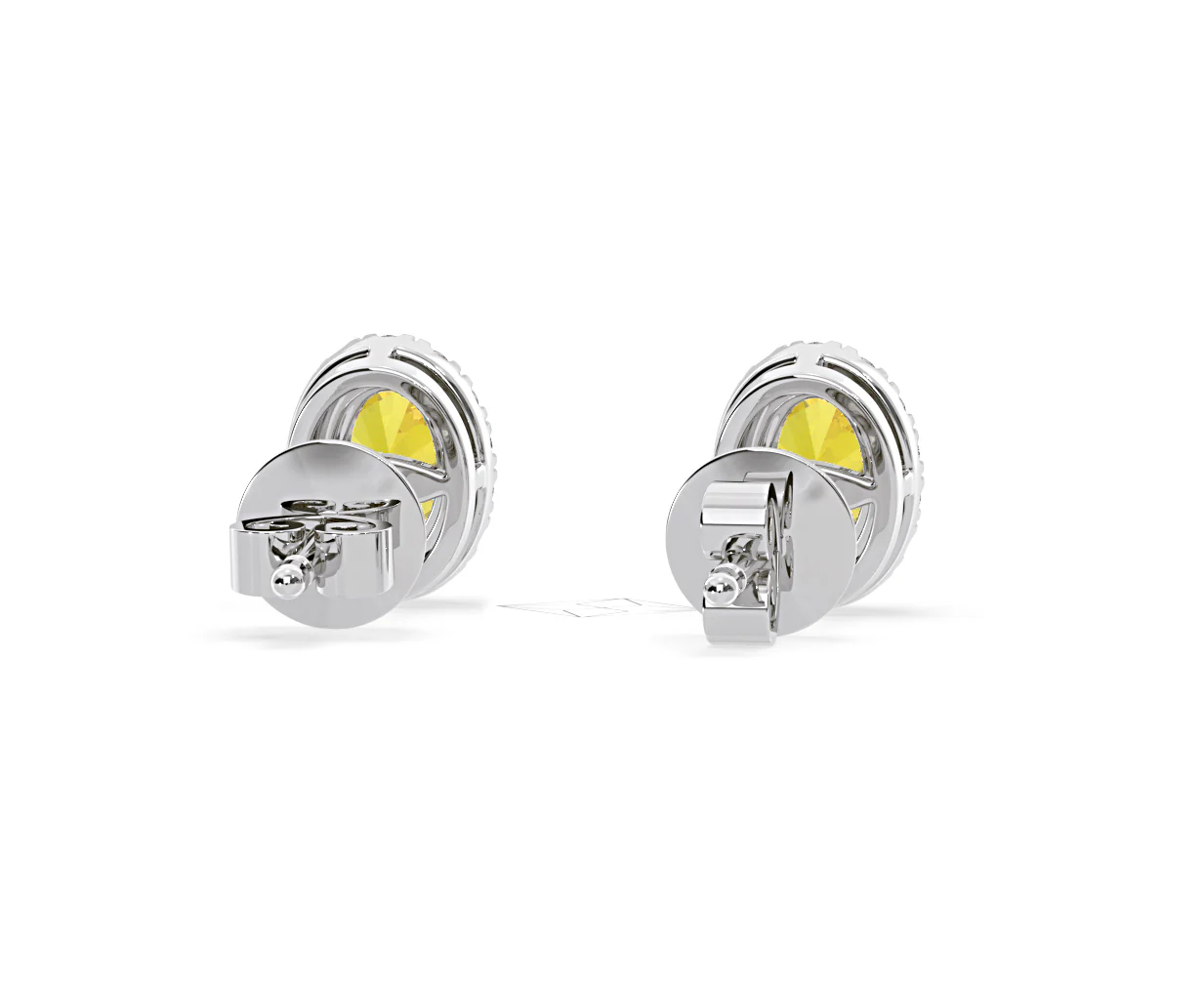 Georgina Yellow Lab Diamond 1.34ct Oval Halo Earrings in 18K White Gold - Elara Collection - Image 51