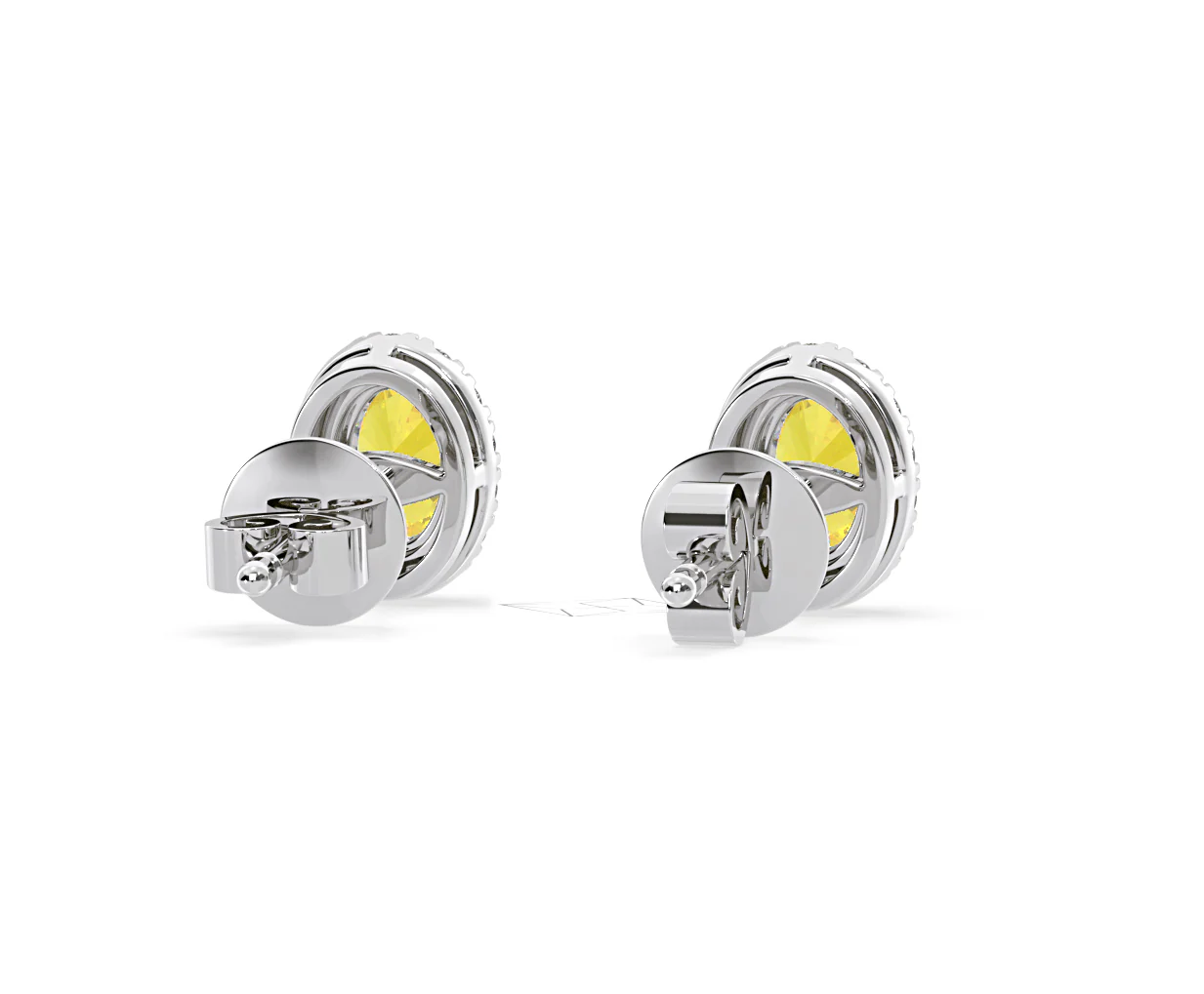 Georgina Yellow Lab Diamond 1.34ct Oval Halo Earrings in 18K White Gold - Elara Collection - Image 52