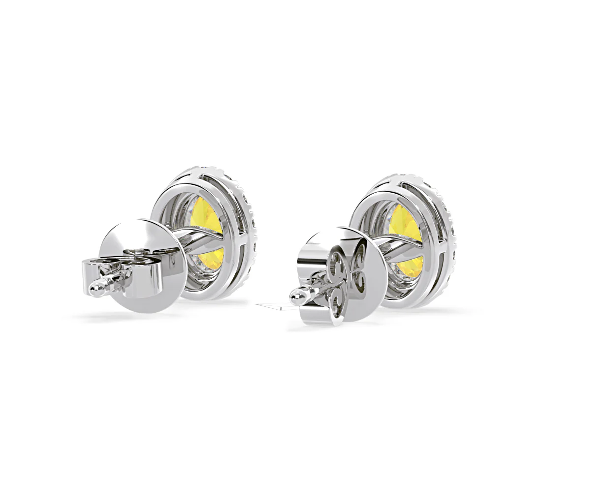 Georgina Yellow Lab Diamond 1.34ct Oval Halo Earrings in 18K White Gold - Elara Collection - Image 54