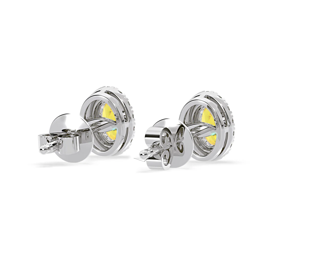 Georgina Yellow Lab Diamond 1.34ct Oval Halo Earrings in 18K White Gold - Elara Collection - Image 55