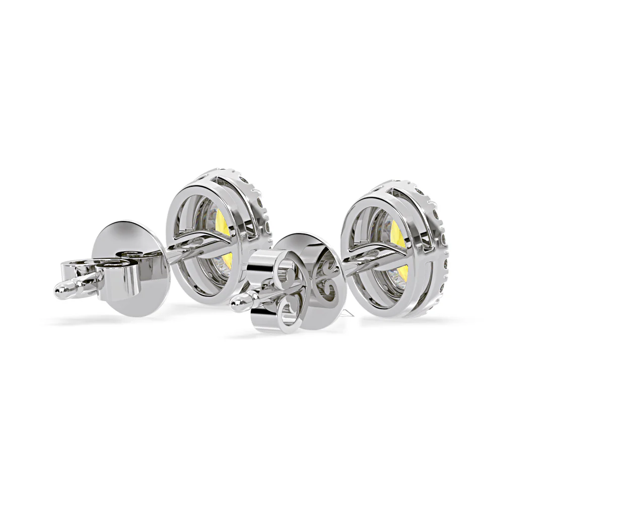 Georgina Yellow Lab Diamond 1.34ct Oval Halo Earrings in 18K White Gold - Elara Collection - Image 57