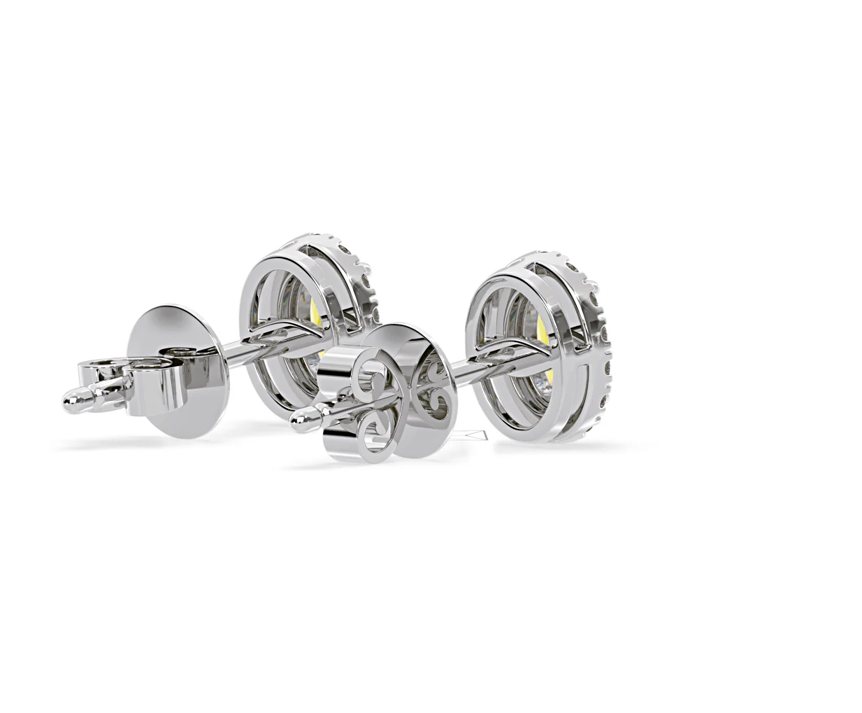 Georgina Yellow Lab Diamond 1.34ct Oval Halo Earrings in 18K White Gold - Elara Collection - Image 58