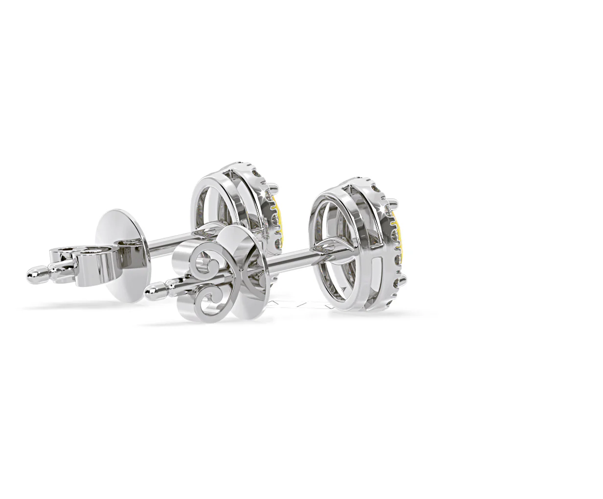 Georgina Yellow Lab Diamond 1.34ct Oval Halo Earrings in 18K White Gold - Elara Collection - Image 61