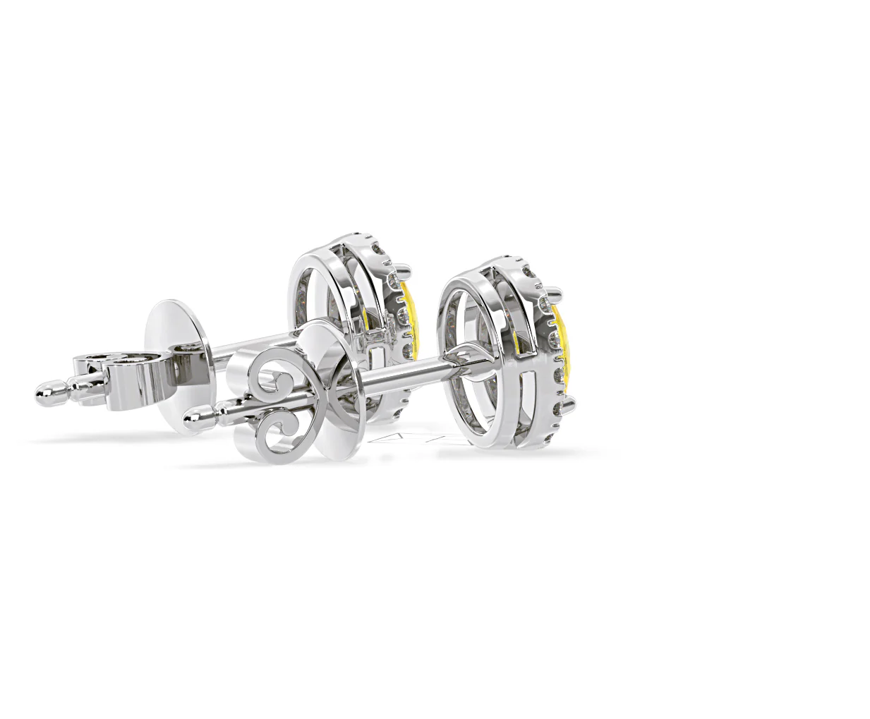 Georgina Yellow Lab Diamond 1.34ct Oval Halo Earrings in 18K White Gold - Elara Collection - Image 62