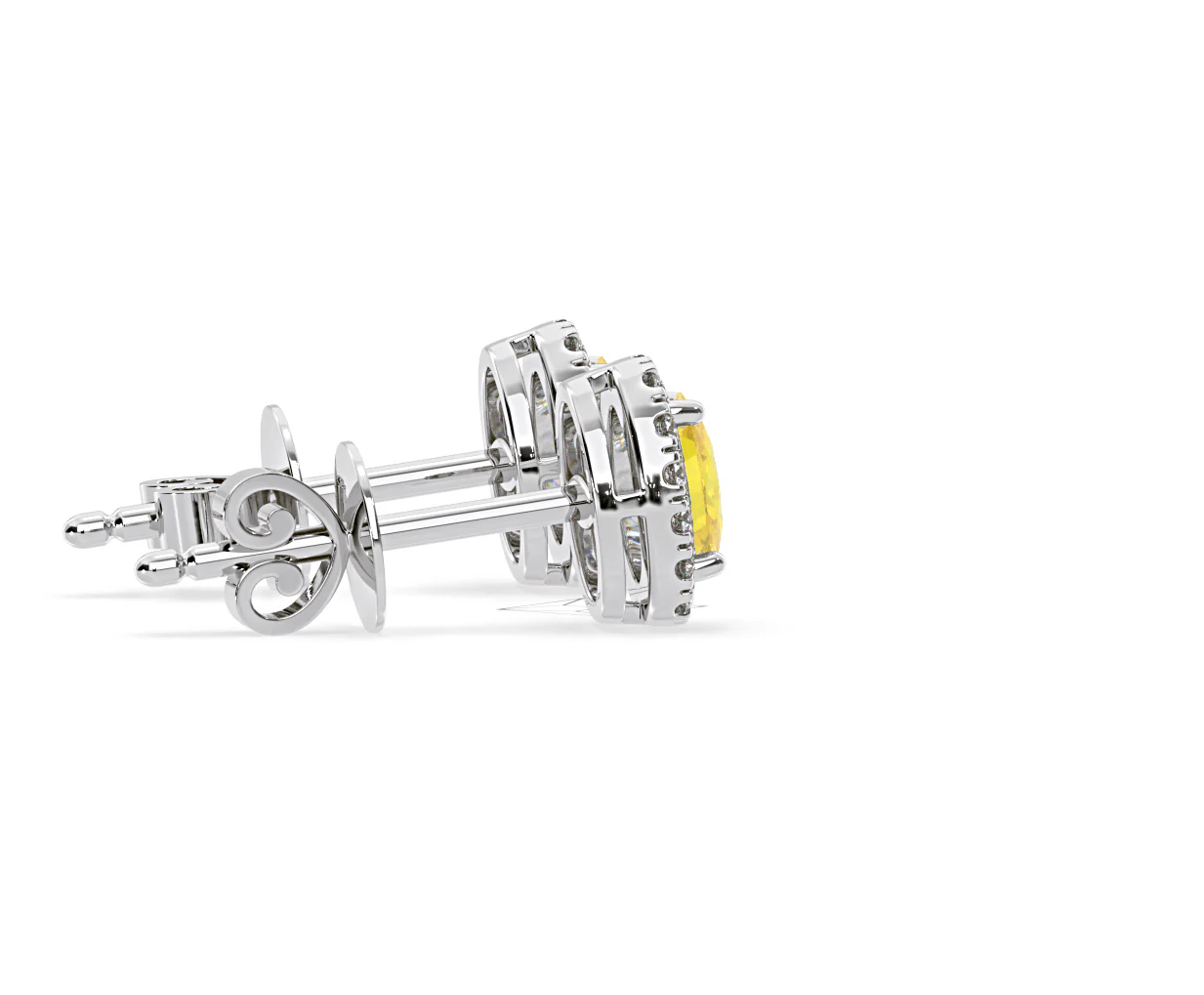 Georgina Yellow Lab Diamond 1.34ct Oval Halo Earrings in 18K White Gold - Elara Collection - Image 66