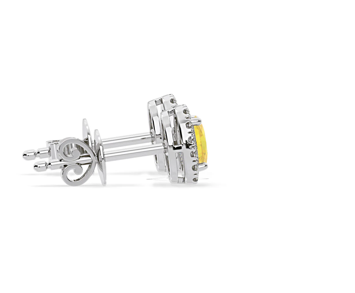 Georgina Yellow Lab Diamond 1.34ct Oval Halo Earrings in 18K White Gold - Elara Collection - Image 67