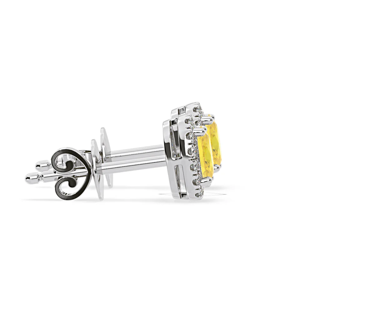 Georgina Yellow Lab Diamond 1.34ct Oval Halo Earrings in 18K White Gold - Elara Collection - Image 69
