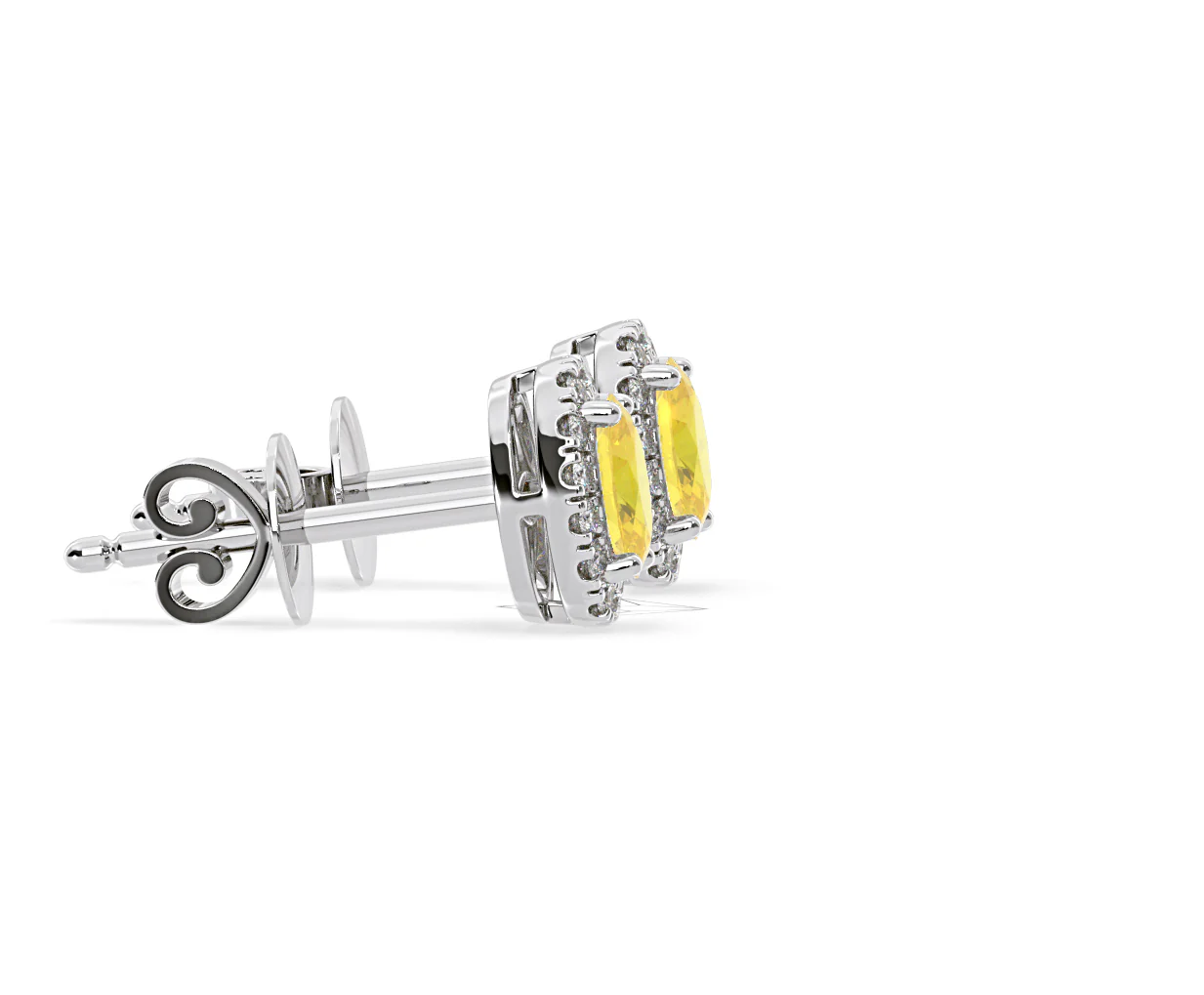 Georgina Yellow Lab Diamond 1.34ct Oval Halo Earrings in 18K White Gold - Elara Collection - Image 70
