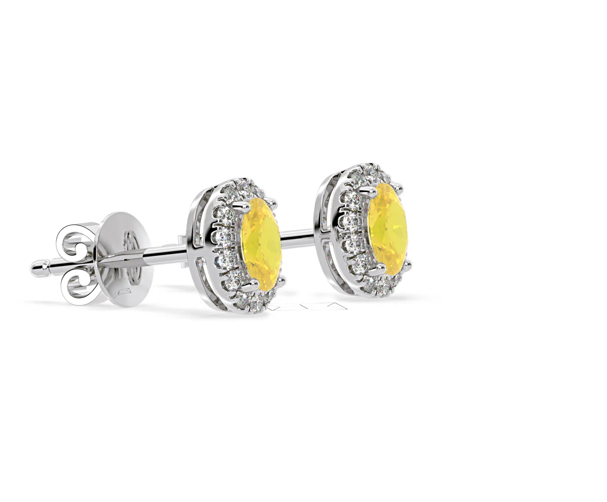 Georgina Yellow Lab Diamond 1.34ct Oval Halo Earrings in 18K White Gold - Elara Collection - Image 76