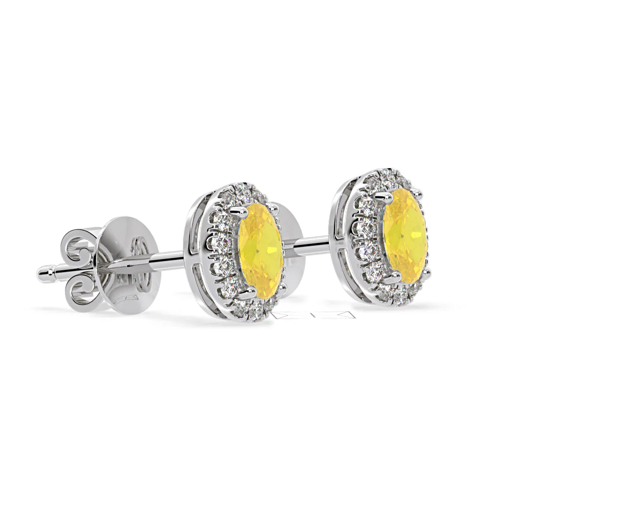 Georgina Yellow Lab Diamond 1.34ct Oval Halo Earrings in 18K White Gold - Elara Collection - Image 77