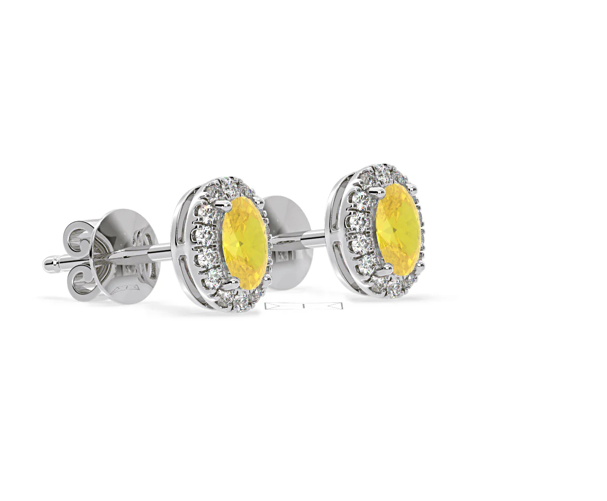 Georgina Yellow Lab Diamond 1.34ct Oval Halo Earrings in 18K White Gold - Elara Collection - Image 78