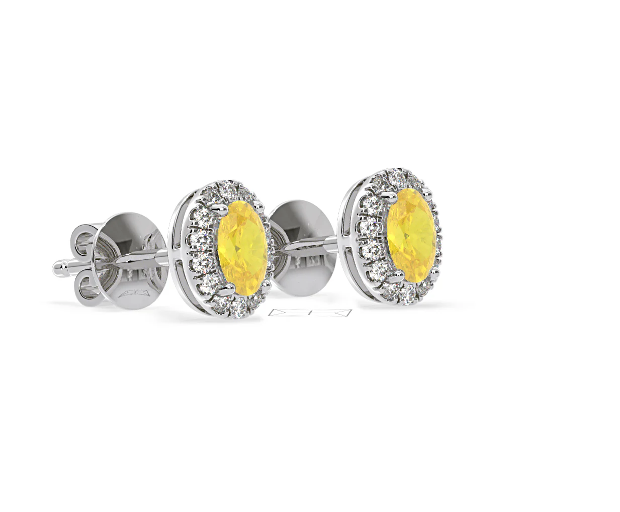 Georgina Yellow Lab Diamond 1.34ct Oval Halo Earrings in 18K White Gold - Elara Collection - Image 79