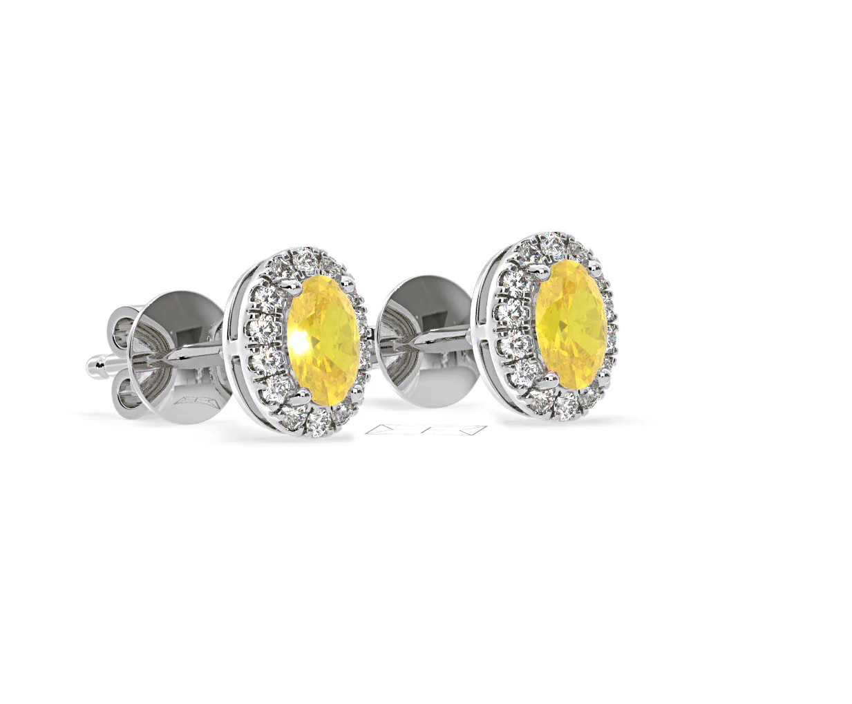 Georgina Yellow Lab Diamond 1.34ct Oval Halo Earrings in 18K White Gold - Elara Collection - Image 80