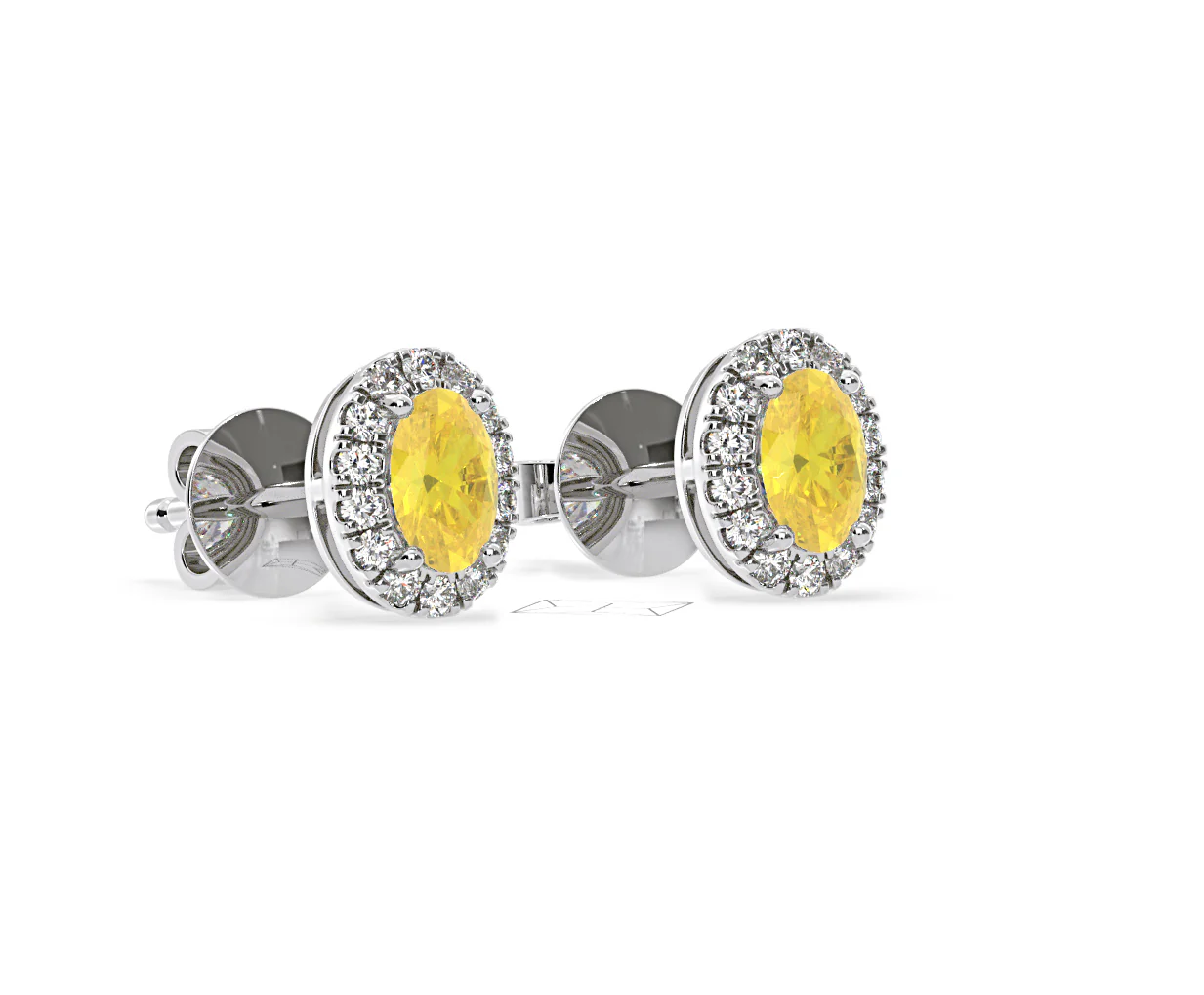Georgina Yellow Lab Diamond 1.34ct Oval Halo Earrings in 18K White Gold - Elara Collection - Image 81