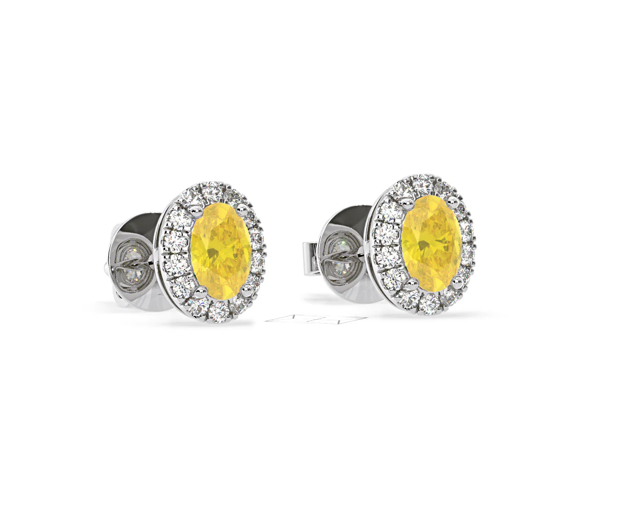 Georgina Yellow Lab Diamond 1.34ct Oval Halo Earrings in 18K White Gold - Elara Collection - Image 83