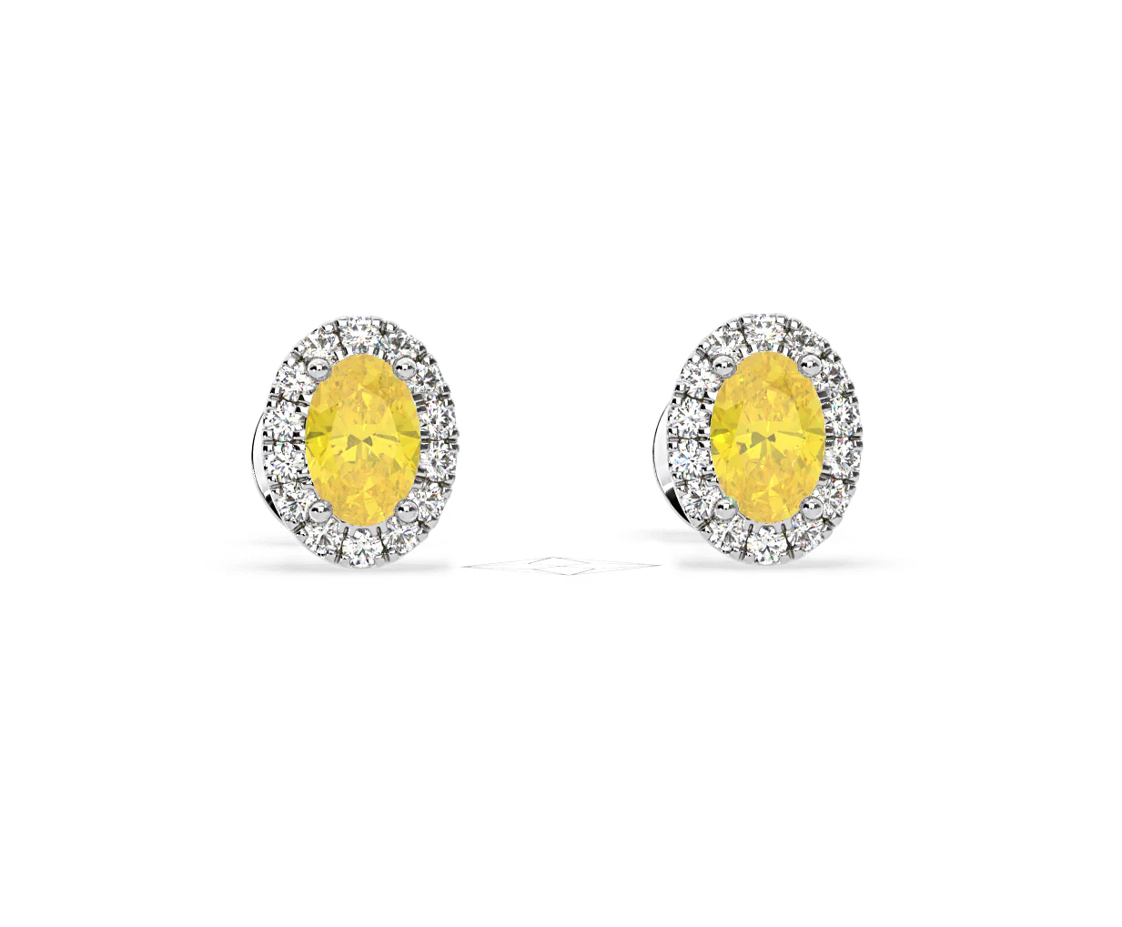Georgina Yellow Lab Diamond 1.34ct Oval Halo Earrings in 18K White Gold - Elara Collection - Image 87