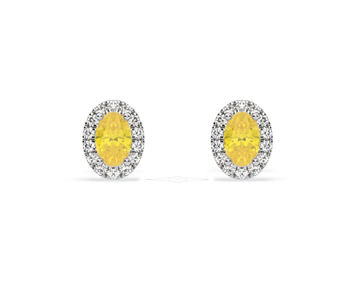 Georgina Yellow Lab Diamond 1.34ct Oval Halo Earrings in 18K White Gold - Elara Collection - Image 88