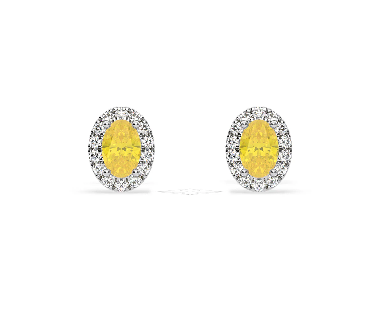Georgina Yellow Lab Diamond 1.34ct Oval Halo Earrings in 18K White Gold - Elara Collection - Image 9