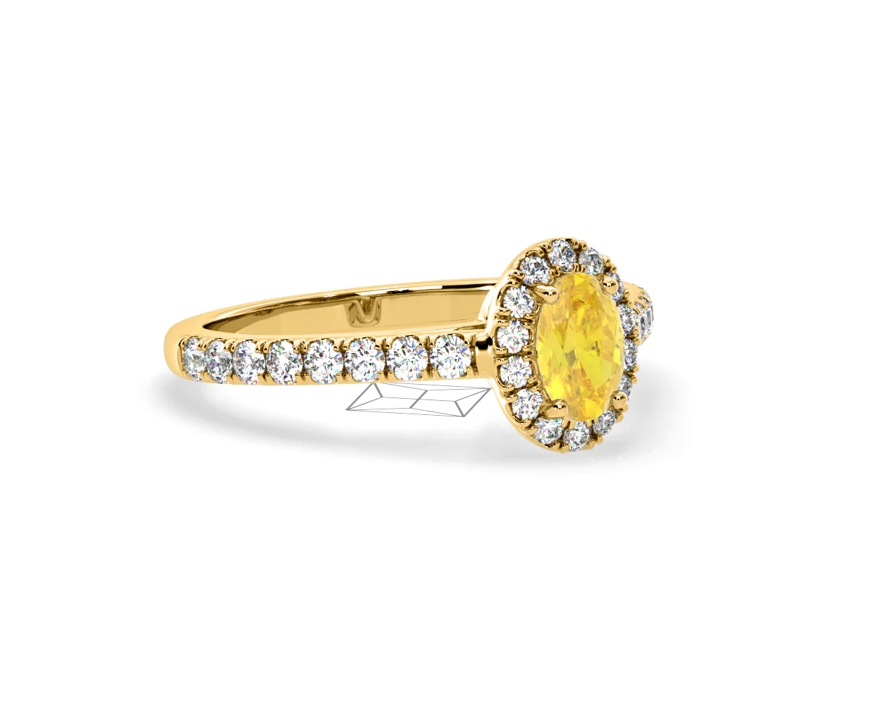 Georgina Yellow Lab Diamond Oval Halo 0.90ct Ring in 18K Yellow Gold - Elara Collection - Image 80