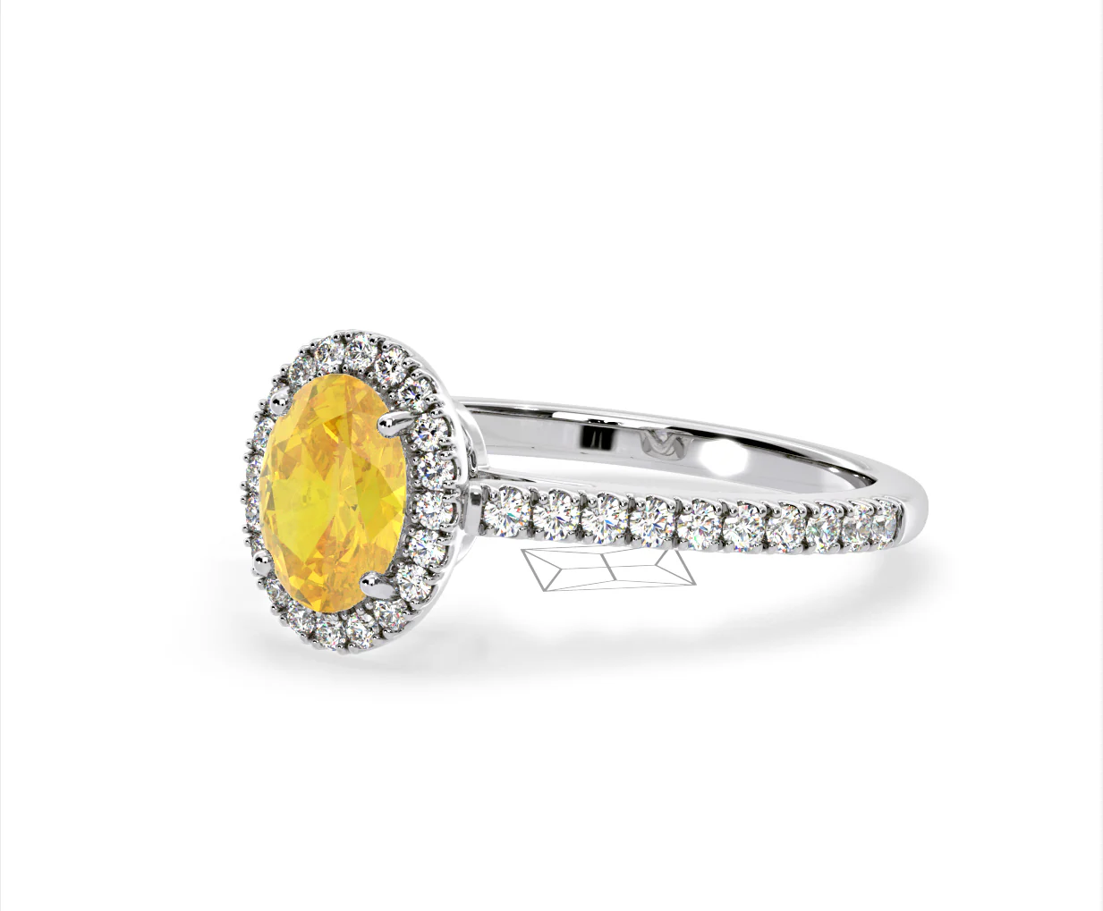 Georgina Yellow Lab Diamond Oval Halo 1.60ct Ring in 18K White Gold - Elara Collection - Image 15