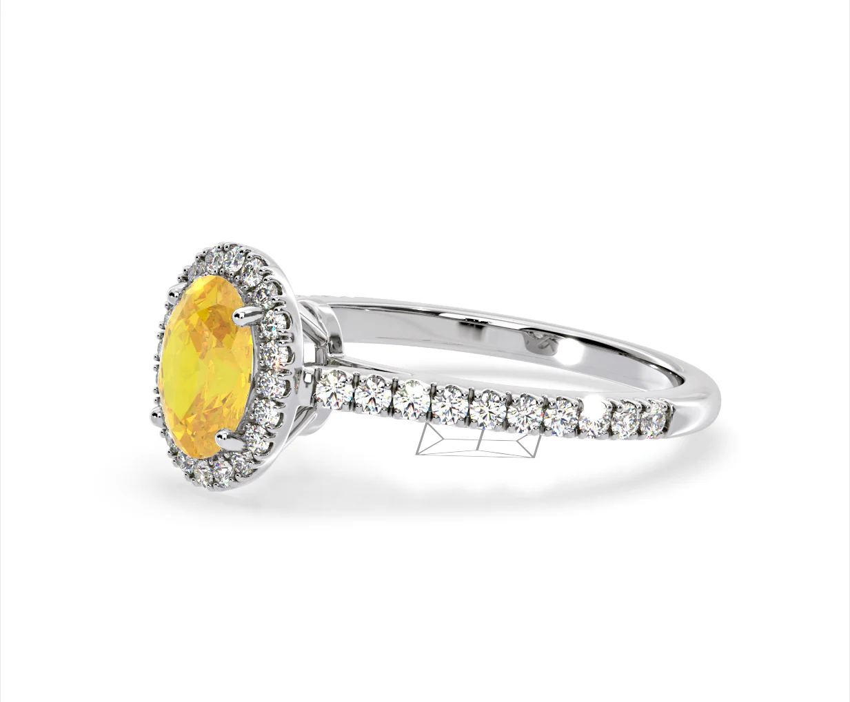 Georgina Yellow Lab Diamond Oval Halo 1.60ct Ring in 18K White Gold - Elara Collection - Image 18