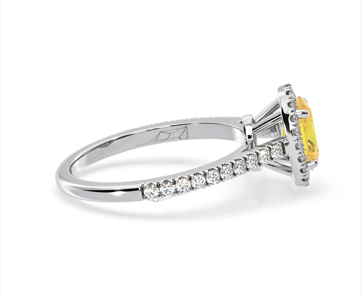 Georgina Yellow Lab Diamond Oval Halo 1.60ct Ring in 18K White Gold - Elara Collection - Image 66