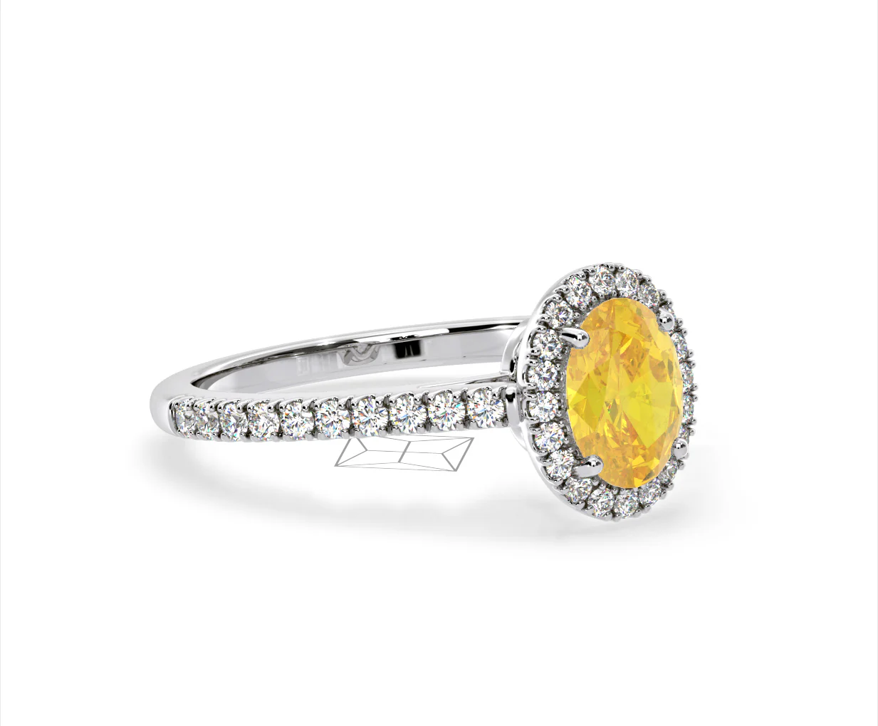 Georgina Yellow Lab Diamond Oval Halo 1.60ct Ring in 18K White Gold - Elara Collection - Image 78