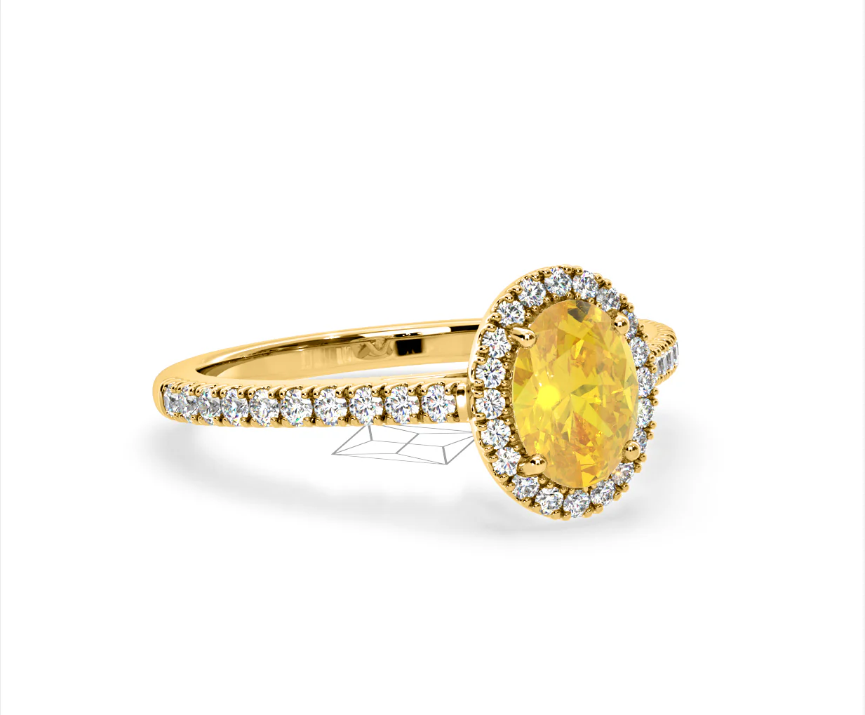 Georgina Yellow Lab Diamond Oval Halo 1.60ct Ring in 18K Yellow Gold - Elara Collection - Image 80