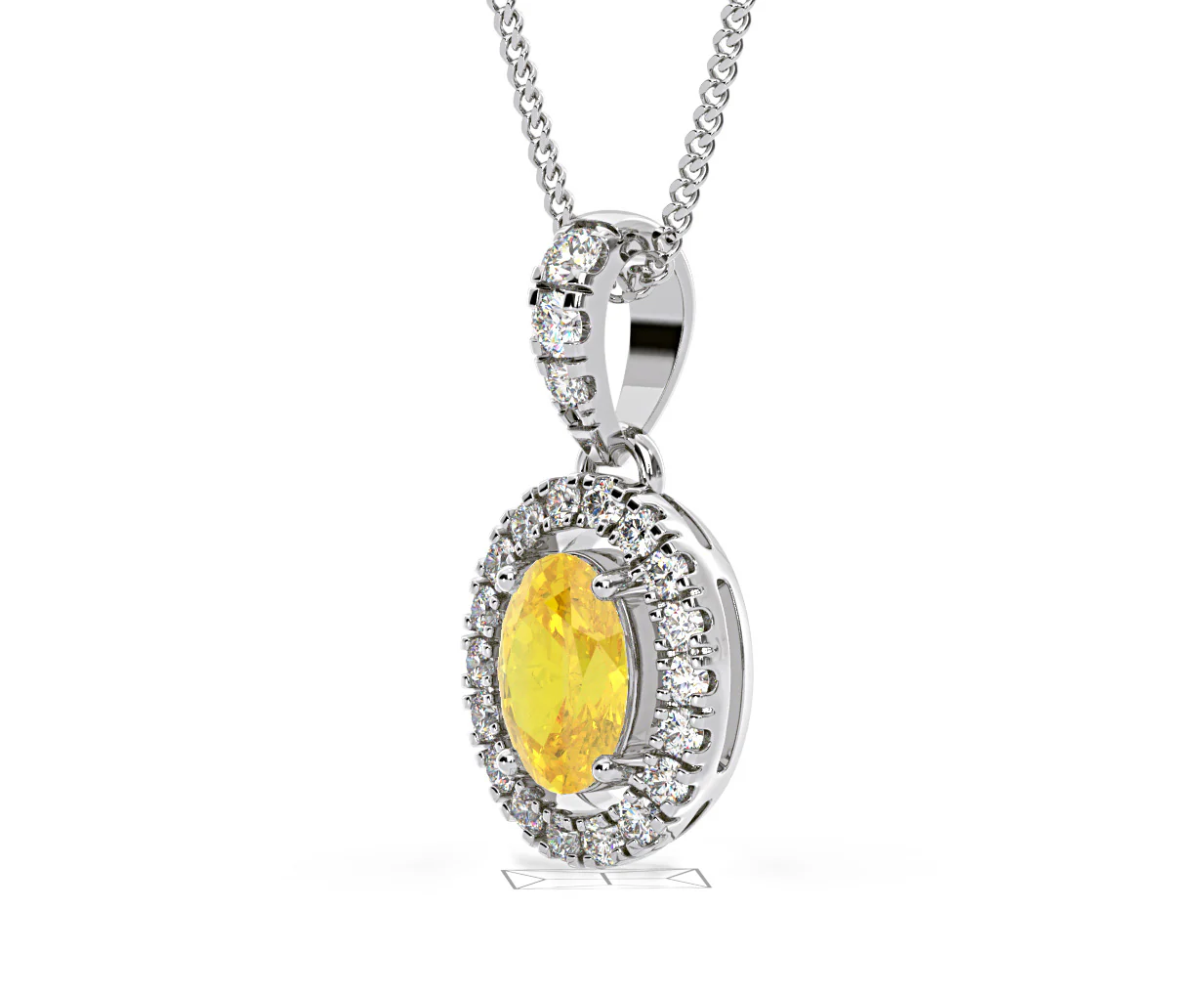 Georgina Yellow Lab Diamond Oval Halo Necklace 0.70ct in 18K White Gold - Elara Collection - Image 18
