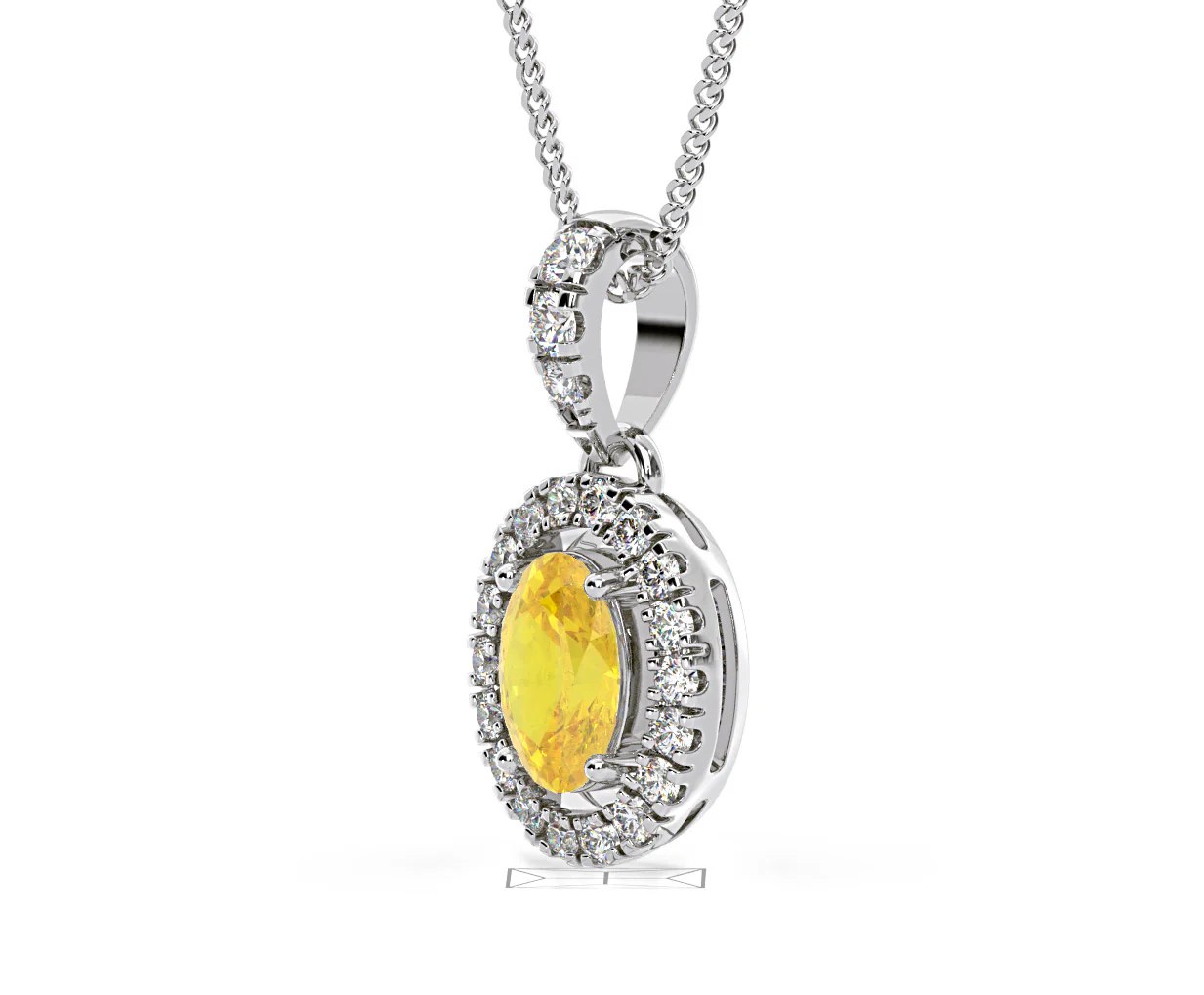 Georgina Yellow Lab Diamond Oval Halo Necklace 0.70ct in 18K White Gold - Elara Collection - Image 19
