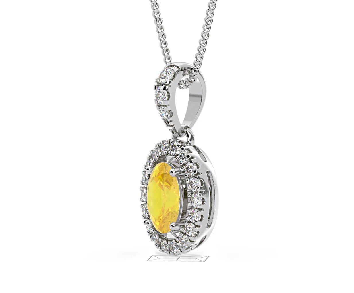 Georgina Yellow Lab Diamond Oval Halo Necklace 0.70ct in 18K White Gold - Elara Collection - Image 20