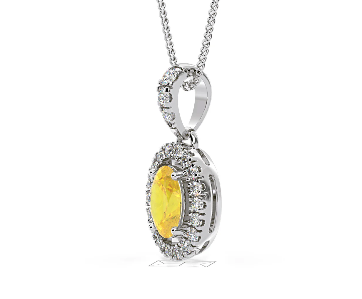 Georgina Yellow Lab Diamond Oval Halo Necklace 0.70ct in 18K White Gold - Elara Collection - Image 21