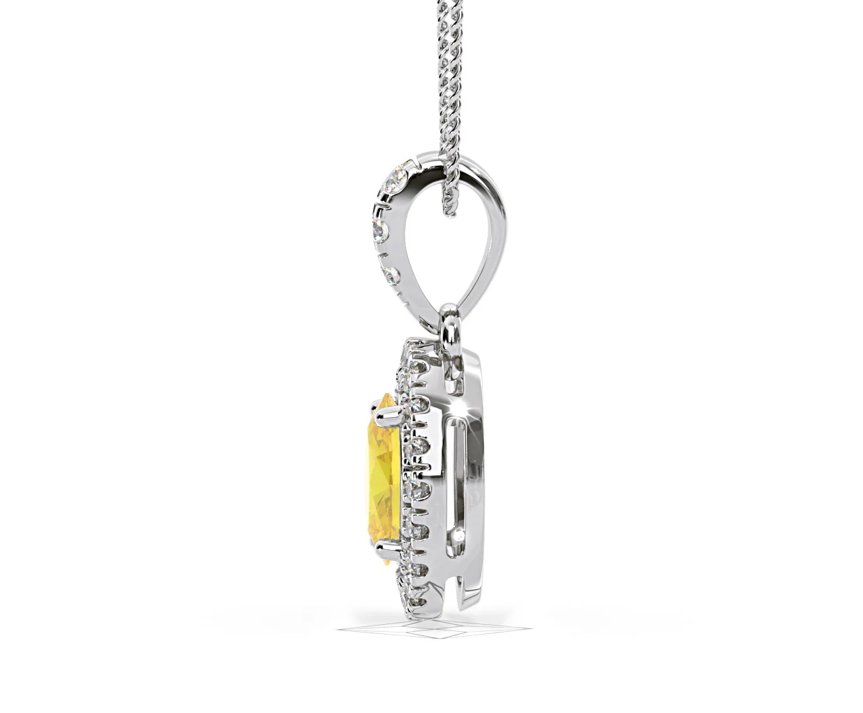 Georgina Yellow Lab Diamond Oval Halo Necklace 0.70ct in 18K White Gold - Elara Collection - Image 28