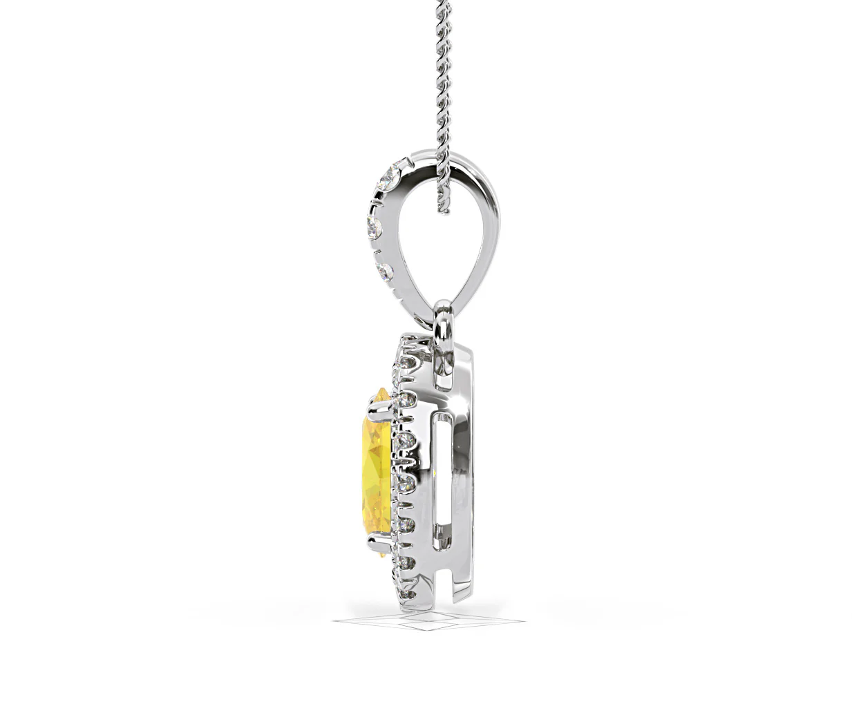 Georgina Yellow Lab Diamond Oval Halo Necklace 0.70ct in 18K White Gold - Elara Collection - Image 29
