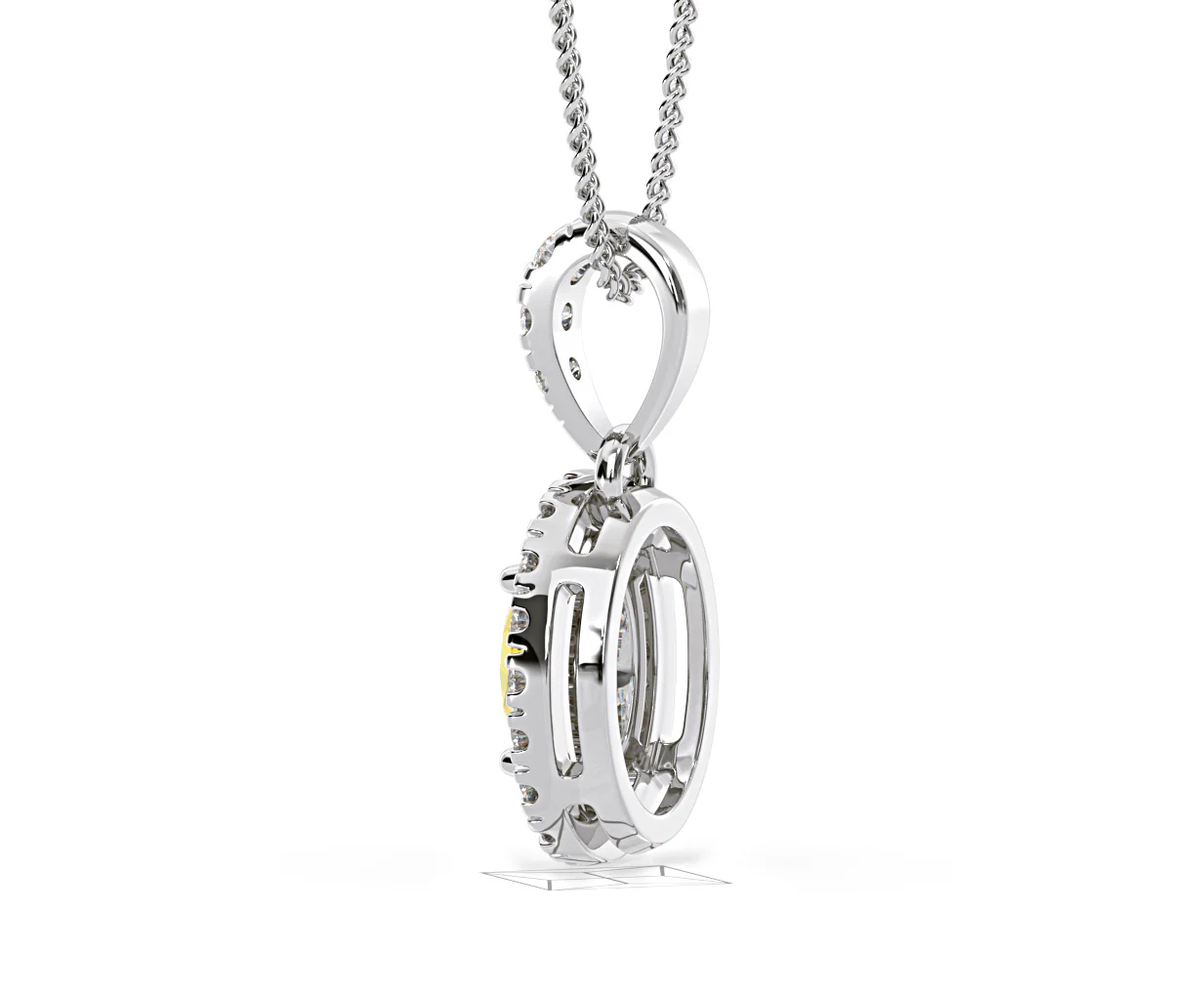 Georgina Yellow Lab Diamond Oval Halo Necklace 0.70ct in 18K White Gold - Elara Collection - Image 34