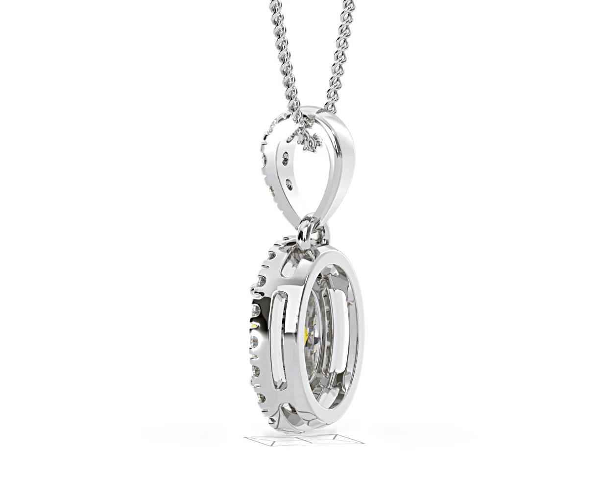 Georgina Yellow Lab Diamond Oval Halo Necklace 0.70ct in 18K White Gold - Elara Collection - Image 35