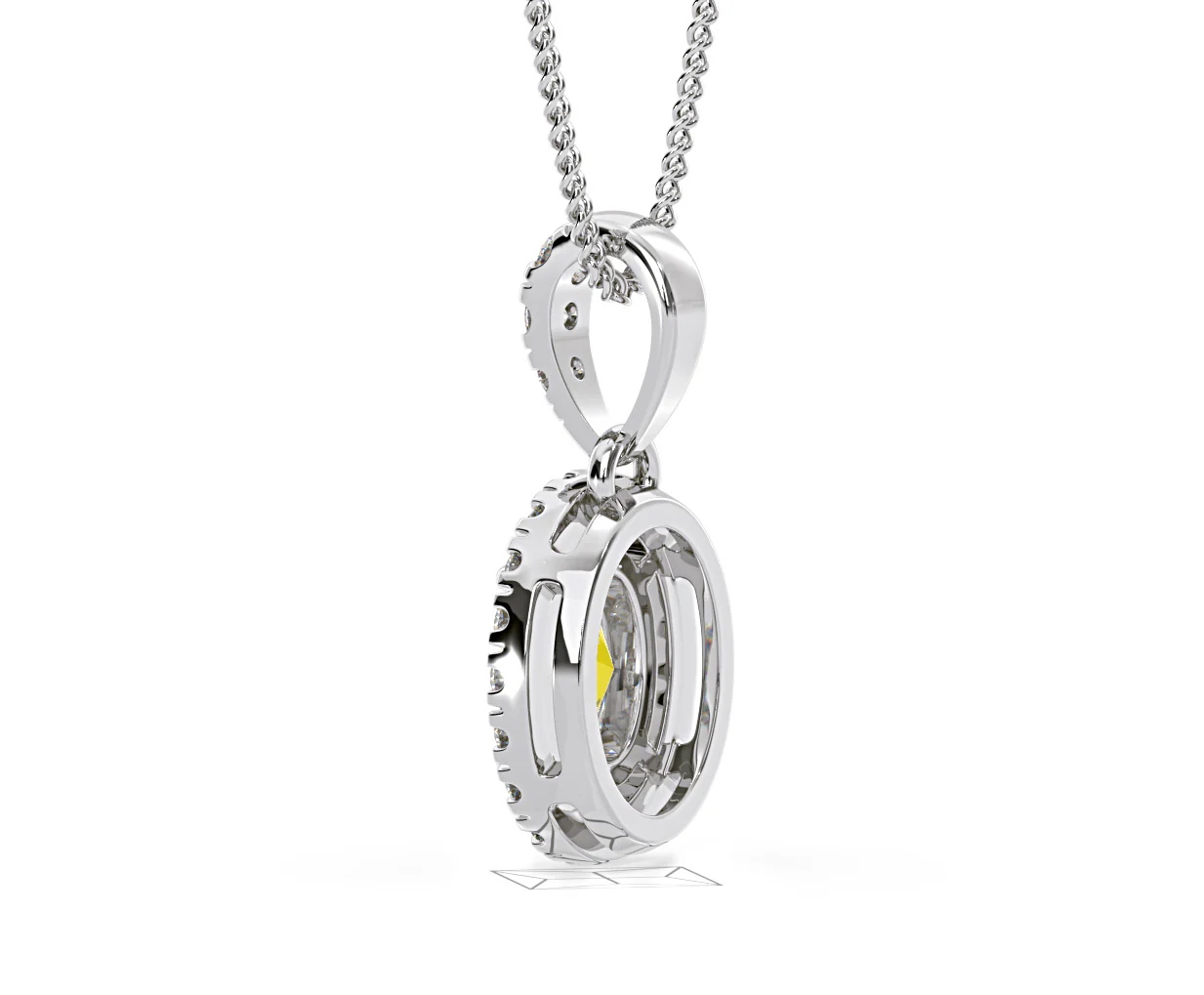 Georgina Yellow Lab Diamond Oval Halo Necklace 0.70ct in 18K White Gold - Elara Collection - Image 36